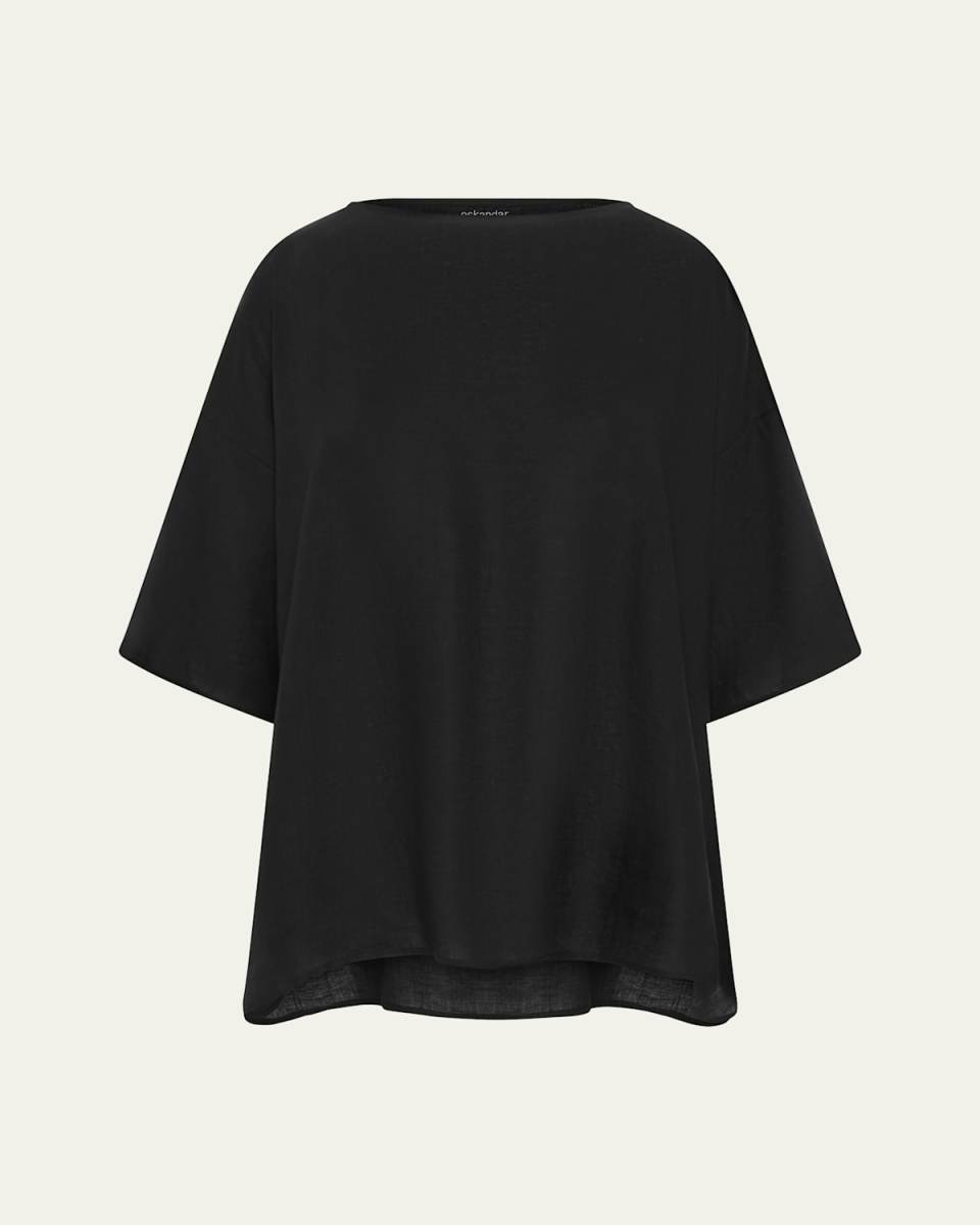 Sloped Shoulder Wide A-Line Scoop Neck Top (Long Length)